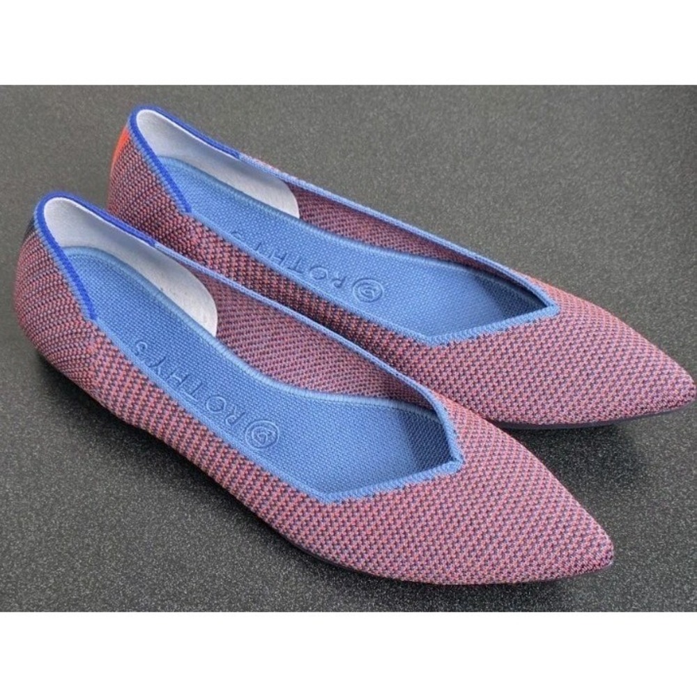 New Rothy's The Point Tangerine Triple Stitch Women Slip On Ballet Flat W10 Core